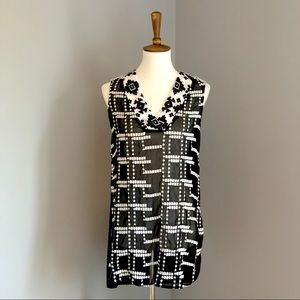 TINY/Anthropologie sheer embroidered tunic tank